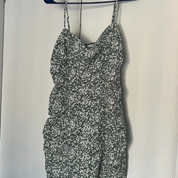 Abercrombie & Fitch Green And White Floral Small mini dress adjustable straps - Picture 1 of 7